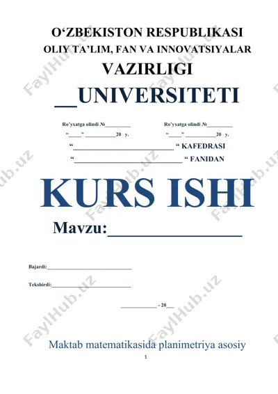 maktab matematikasida planimetriya asosiy tushunchalarini kiritish metodikasi — DOCX