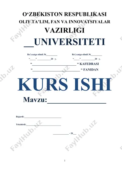 milliy mafkura va g’oya yuzasidan kurs ishi — DOCX