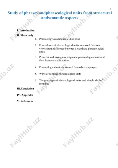 study of phrases and phraseological units from structural and semantic aspects — DOCX