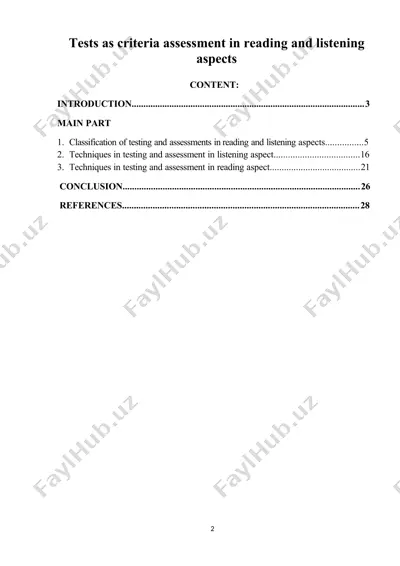 tests as criteria assessment in reading and listening aspects — DOCX