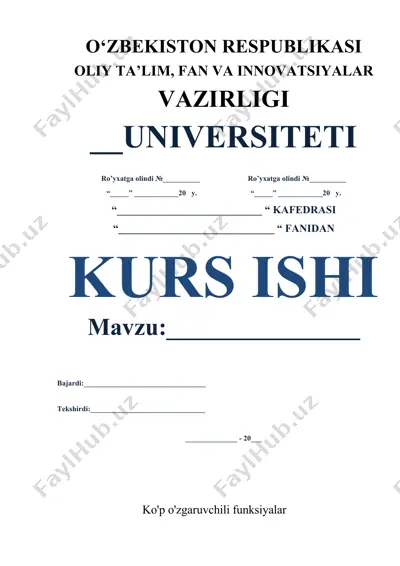 ko'p o'zgaruvchili funksiyalar — DOCX