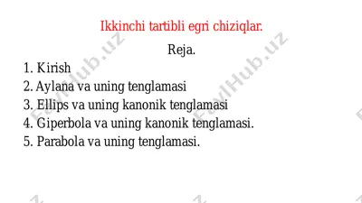 ikkinchi tartibli egri chiziqlar — PDF