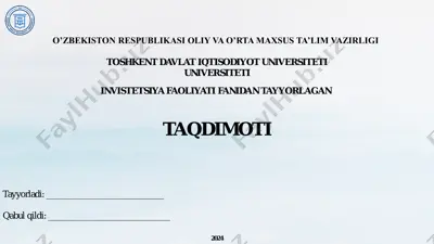 ozarbayjon davlatining investitsiya faoliyati taqdimoti — PDF