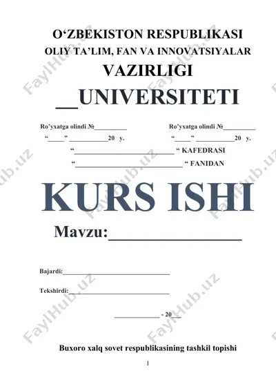 1920-1924-yillarda bxsr hukumatining harbiy va ijtimoiy sohalardagi tub o`zgarishlarning tarixshunosligi — DOCX