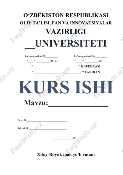 buyuk ipak yo‘li vatani - xitoy tarixi (bitiruv malakaviy ishi) — DOCX