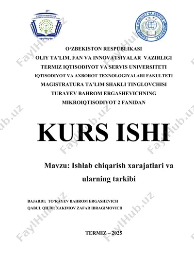 kurs ishi "mikroiqtisodiyot-2" fanidan — DOCX