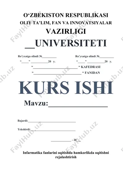 informatika fanlarini o‘qitishda hamkorlikda o‘qitish bo‘yicha kurs ishi — DOCX