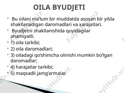 oilaviy byudjet hisoboti — PPTX