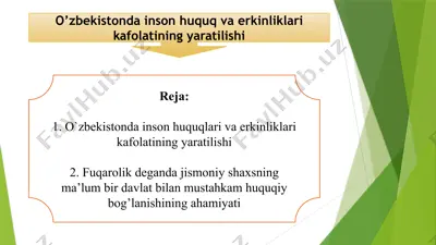 o’zbekistonda inson huquq va erkinliklari kafolatining yaratilishi — PPTX