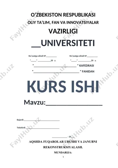 aqshda fuqorolar urushi va janubni rekonstruksiyalash — DOCX