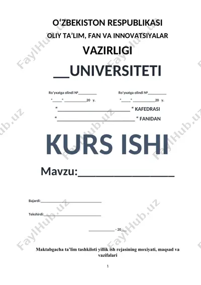 maktabgacha ta’lim tashkiloti yillik ish rejasining mohiyati, maqsad va vazifalari — DOCX