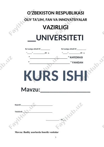 kurs ishi: badiiy asarlarda fonetik vositalar — DOCX
