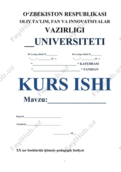 ijtimoiy pedagogika fani bo‘yicha kurs ishi — DOCX