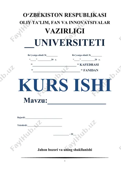jahon valuta-kredit munosabatlari va jahon bozori — DOCX