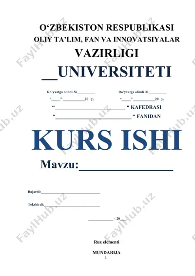 rux kichik guruhi elementlari: rux, kadmiy va simob elementlari — DOCX