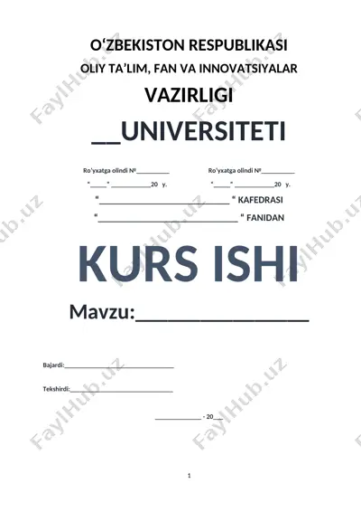 polimerlarning strukturaviy va fazaviy almashishlari bo‘yicha kurs ishi — DOCX