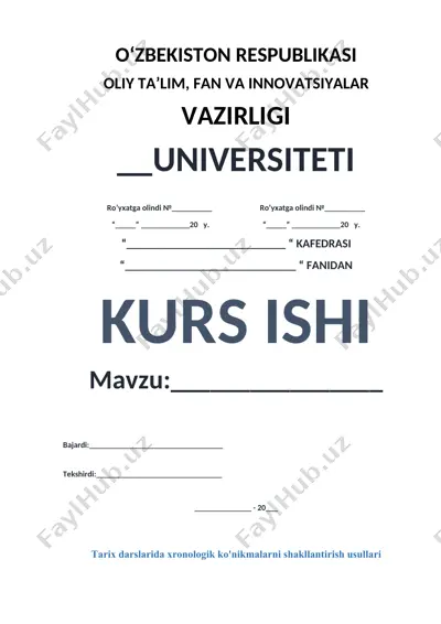 tarix darslarida xronologik ko'nikmalarni shakllantirish usullari — DOCX