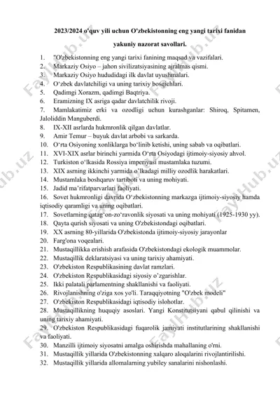 o'zbekistonning eng yangi tarixi — DOCX