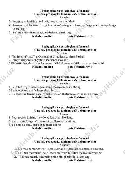 pedagogika va psixologiya kafedarasi — DOCX