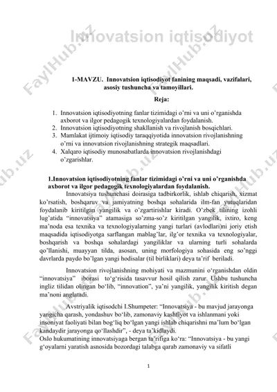 innovatsion iqtisodiyot — DOCX