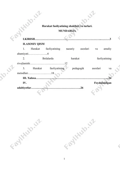 harakat faoliyatining shakllari va turlari — DOCX