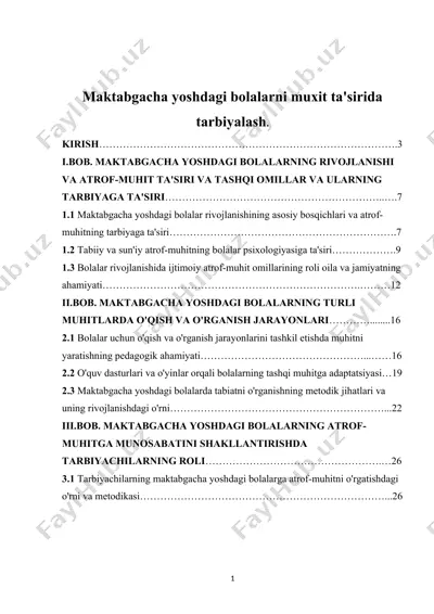 maktabgacha yoshdagi bolalarni muxit ta'sirida tarbiyalash — DOCX
