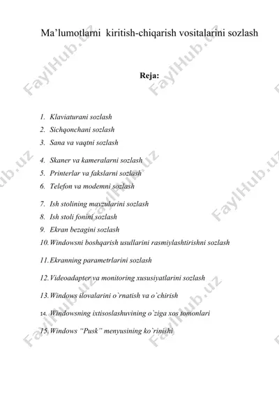 mа’lumоtlаrni kiritish chiqаrish vоsitаlаrini sоzlаsh — DOC