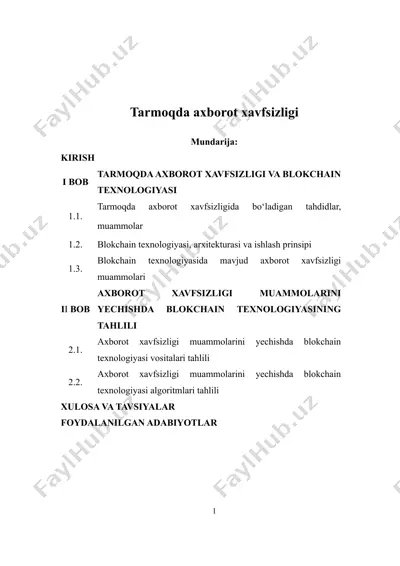 blokchain texnologiyasi va xavfsizligi — DOCX