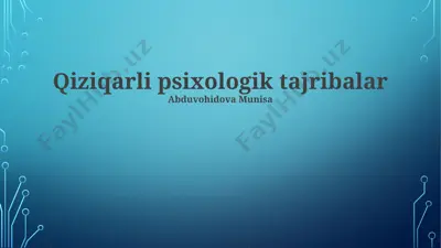 qiziqarli psixologik tajribalar — PPTX