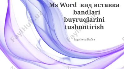 ms word vid vsta vka bandlari buyruqlarini tushuntirish — PPTX