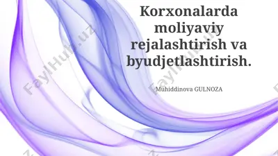 korxonalarda moliyaviy rejalashtirish va byudjetlashtirish. — PPTX