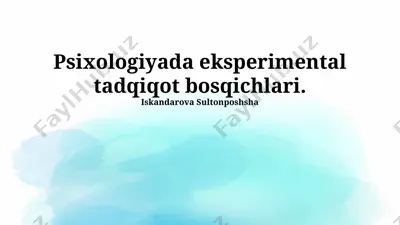 psixologiyada eksperimental tadqiqot bosqichlari — PPTX