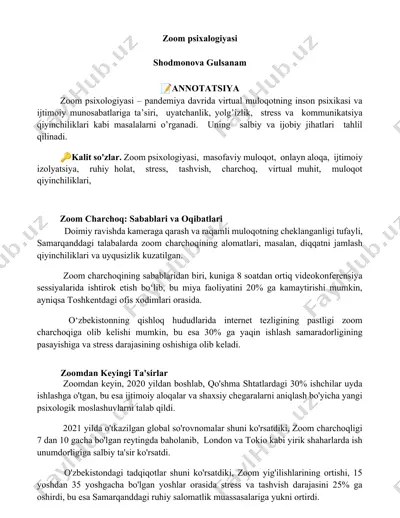 zoom psixalogiyasi — DOCX
