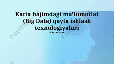 katta hajimdagi ma’lumotlat (big date) qayta ishlash texnologiyalari — PPTX