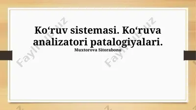 koʻruv sistemasi. koʻruva analizatori patalogiyalari — PPTX