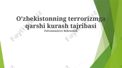 o’zbekistonning terrorizmga qarshi kurash tajribasi — PPTX
