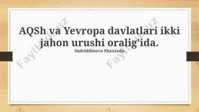 ikki jahon urushi oraligʻidagi yevropa iqtisodiyoti — PPTX