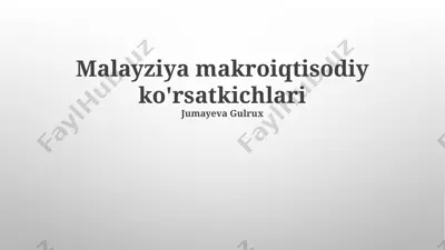 malayziya makroiqtisodiy ko'rsatkichlari — PPTX