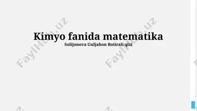 kimyo fanida matematika — PPTX