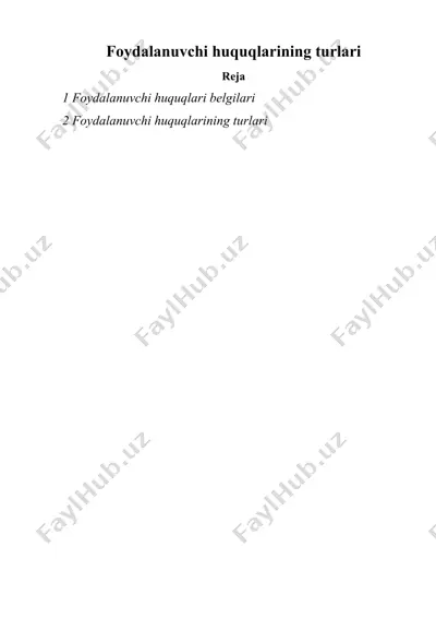 foydalanuvchi huquqlarining turlari — DOC