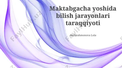 maktabgacha yoshida bilish jarayonlari taraqqiyoti — PPTX