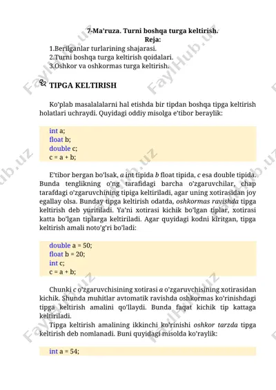tipga keltirish — DOCX