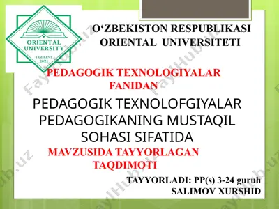 pedagogik texnolofgiyalar pedagogikaning mustaqil sohasi sifatida — PPTX