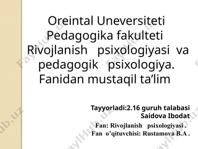 pedagogik psixologiyaning muammolari va vazifalari — PPTX