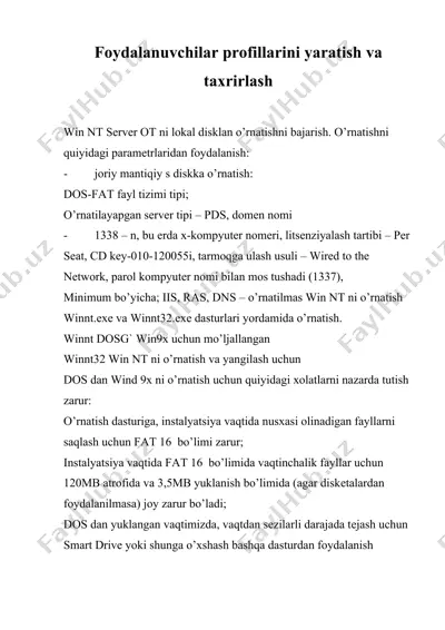 foydalanuvchilar profillarini yaratish va taxrirlash — DOC