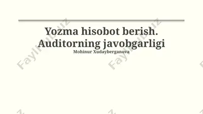 hisobot tayyorlash — PPTX