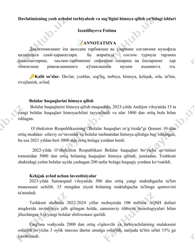 bolalar huquqlari himoya qilish — DOCX