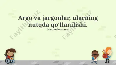 argo va jargonlar, ularning nutqda qo‘llanilishi — PPTX