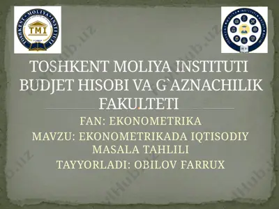ekonometrikada iqtisodiy masala tahlili — PPTX