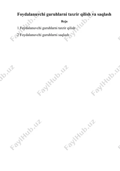 foydalanuvchi guruhlarni taxrir qilish va saqlash — DOC